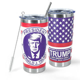 Icesip 20 oz Trump 2024 coffee Tumbler Mug with Lid and Straw, Donald Trump Merchandise, 20oz Cup Stainless Steel Travel Coffee Water Bottle for Hot and Cold Drinks Gift, Colorful 1pcs