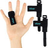 Vive Trigger Finger Splint Support Brace for Straightening Curved, Bent, Locked & Stenosing Tenosynovitis Hands - Tendon Release & Pain Relief (2-Pack, Black)