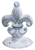 Lulu Decor, Cast Iron Fleur De Lis Door Stop, 2 Lbs, Door Stopper (Antique White)