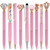 Janmini 9 Pcs Ballpoint Pens Set Metal Crystal Diamond Pen Glitter Pen for Journaling Black Ink Pretty Cute Pens Fancy Pens Gifts for Women Girls Christmas Birthday School Office Desk(Pink Purple)