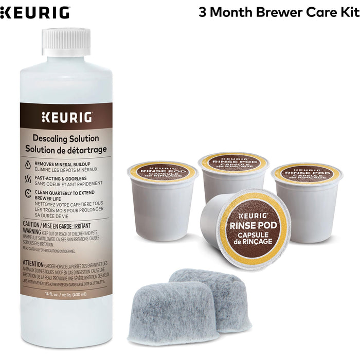 Keurig 3-Month Brewer Maintenance Kit Includes Descaling Solution, Water Filter Cartridges & Rinse Pods, Compatible Classic/1.0 & 2.0 K-Cup Coffee Makers, 7 Count