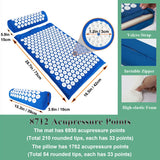 XiaoMaGe Acupressure Mat and Pillow Set with Bag - Large Size 28.7 X 16.5 inch Acupuncture Mat for Neck & Back Pain Relief- Naturally Relaxation Gift for Women - Stress Relief Massage Mat (Blue)