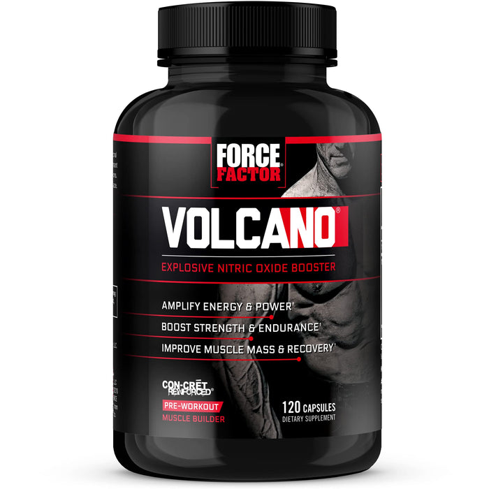 Force Factor Volcano Pre-Workout – Energy & Performance Supplement with Creatine & L-Citrulline – 120 Capsules