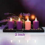 FPOO Battery Operated Advent Candles Purple and Pink Flameless Pillar Candles with Remote Timer for Advent Wreath Church Décor