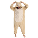 NAITOKE Adult Animal Onesie Halloween Costume Cosplay One-Piece Pajamas Women Man Teens Khaki