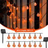 Solar Christmas String Lights Outdoor Waterproof, 2-Pack 120 LED 72 FT Total, Crystal Globe Lights with 8 Lighting Modes, Solar Powered Patio Lights for Garden Yard Porch Wedding Party Decor (Orange)