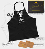 Wedding Gifts Engagement Gifts for Couples Mr and Mrs Aprons for Couples Gifts, Bridal Shower Gift Anniversary Christmas Gifts for Couple Mr and Mrs Gifts, 2 Pack Apron Gift Set