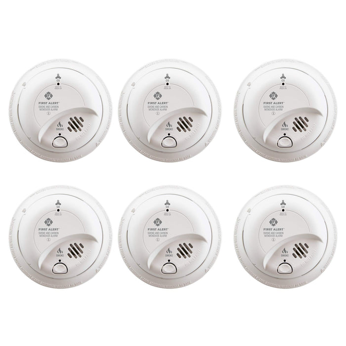 First Alert BRK SC9120B-6 Hardwired Smoke and Carbon Monoxide Detector (CO) with Battery Backup. 6-Pack , White