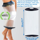 KEEFITT Knee Cast Cover for Shower, Waterproof Bandage and Cast Protector for Knee Replacement Surgery, Wound, Burns Watertight Protection Reusable, Fit Knee Circumference 11.8" to 20.8"