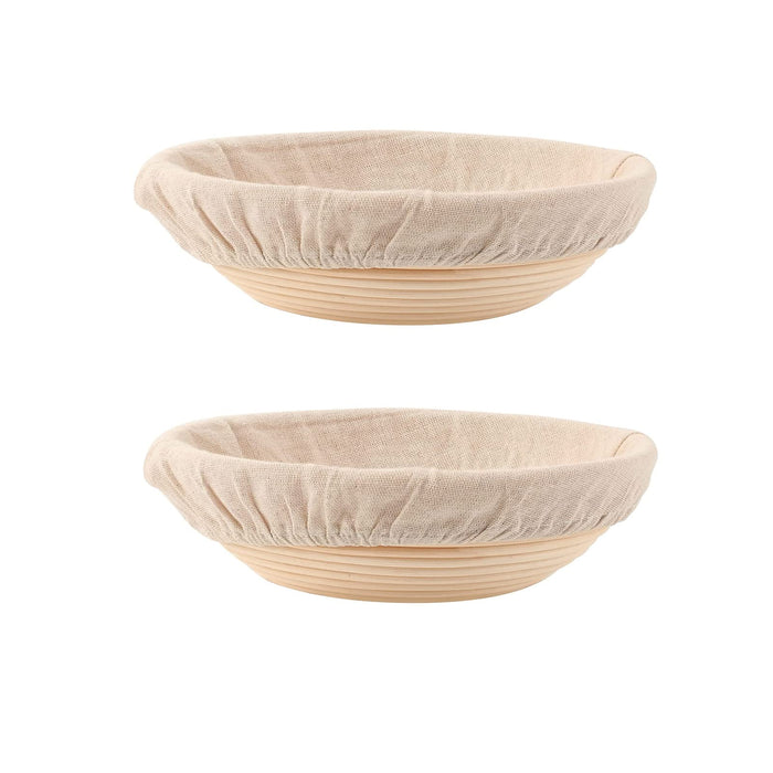 DOYOLLA Bread Proofing Baskets Set of 2 12 inch Round Dough Proofing Bowls w/Liners Perfect for Home Sourdough Bakers Baking