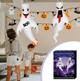 2Pcs 47" Halloween Ghost Windsocks Decorations with LED Light Outdoor Halloween Decorations Hanging Ghost Windsocks Décor for Halloween