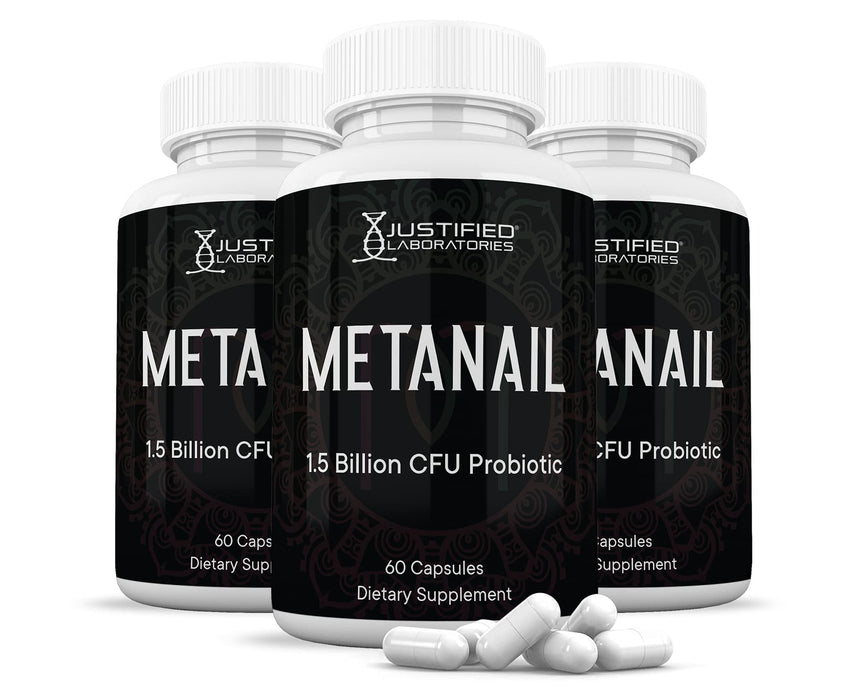 Justified Laboratories (3 Pack) Metanail 1.5 Billion CFU Probiotic Nail Support 180 Capsules