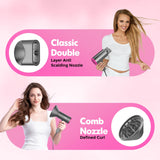 SIYOO Professional Hair Dryer, Ionic Blow Dryer with Diffuser and Nozzle, 1600 Watt Negative Ions Salon Lightweight Hairdryer Pink