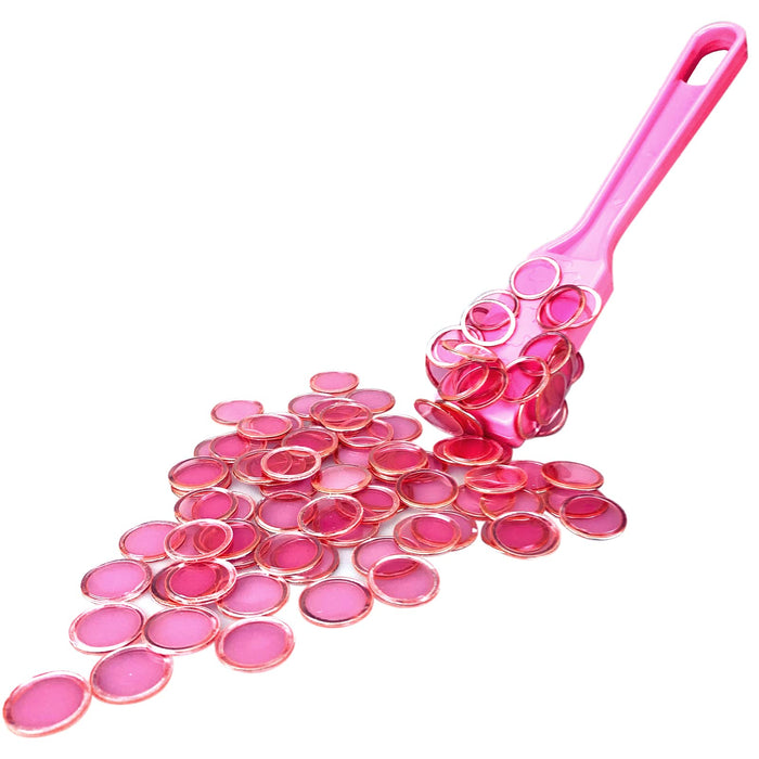 Magnetic Wands and Bingo Chips Set Magnet Wand wtih 100pcs Metal Ringed Discs for Elderly School Science STEM Kit Math Learning Chess Accessories(Pink)