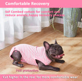 Wabdhally Dog Surgery Recovery Suit,Surgical Suit for Small Female Dogs Cats,Soft Combed Cotton,Striped Pink Onesie XS