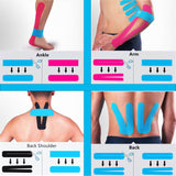 Kinesiology Tape Pro (120 Precut Strips,2 * 6 inch,6 Yard) Waterproof Breathable Athletic Elastic Muscles & Joints Pain Relief Taping for Gym Fitness Running Tennis Swimming Football (Mix)