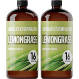 LAB BULKS ESSENTIAL OIL - Lemongrass Oil 16 Ounce Bottle for Diffusers, Home Care, Candles, Aromatherapy (2 Pack)