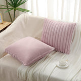 Pallene Faux Fur Plush Throw Pillow Covers 18x18 Set of 2 - Soft Fluffy Striped Christmas Decorative Pillow Covers for Sofa, Couch, Living Room - Blush Pink