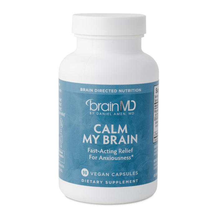 BrainMD Calm My Brain – Vegan Capsules with Magnesium, Ashwagandha & L-Theanine – 90 Capsules (30 Servings)