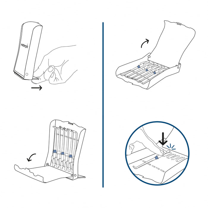 Waterpik Water Flosser Tips Storage Case and 6 Count Replacement Tips, Convenient, Hygienic and Sturdy Storage Case