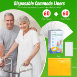 60 Pack Commode Liners with Absorbent Pads Leak-Proof Bedside Commode Liners Lavender Scent Universal Fit All Standard Toilet Chair Bucket Portable Toilet Bags for Adult Commode Chair & Camping Toilet