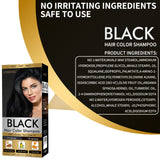 COSMTEK Black Hair Dye Shampoo Permanent for Men&Women,Hair Color Shampoo for Gray Hair Coverage and Beard,3-In-1 Shampoo for Color Treated Hair,Lasts 30 Days/500ml/Ammonia-Free/Natural herbal