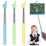 Retractable Teacher Pointer for Classroom Kids Reading, Dumero Extendable Finger Pointer Stick for School, Collapsible Finger Pointing Stick, Long Telescoping Hand Pointer-3 Pack: Blue, Green, Yellow