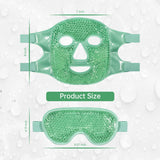 Cooling Ice Face Eye Mask for Reducing Puffiness, Bags Under Eyes,Sinus,Redness,Pain Relief,Dark Circles, Migraine,Hot/Cold Pack with Soft Plush Backing(Green(1* Eye Mask+1*Face Mask))