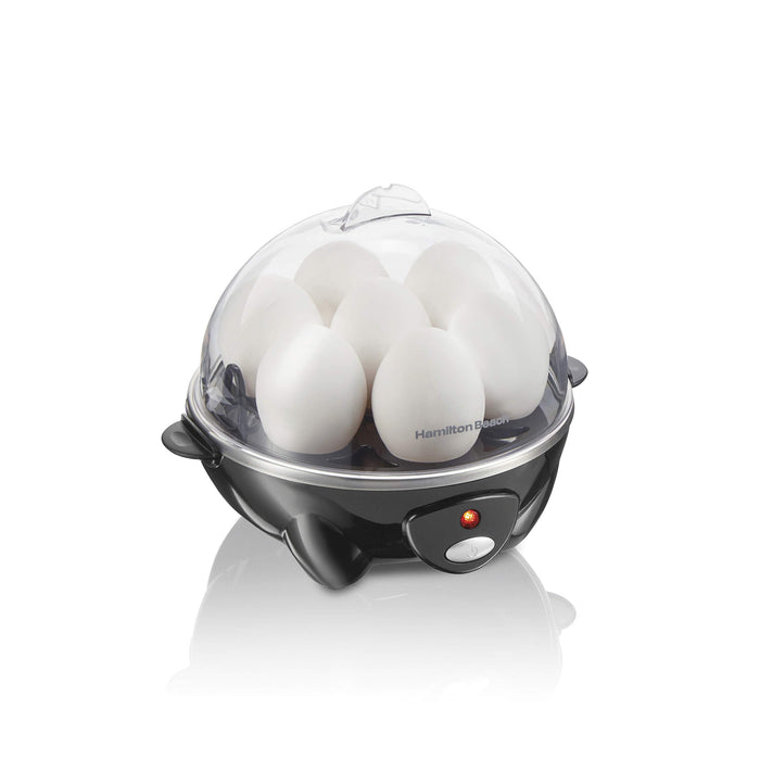 Hamilton Beach 3-in-1 Electric Egg Cooker for Hard Boiled Eggs, Poacher Eggs, Omelet Maker & Vegetable Steamer, Holds 7, Black (25507)