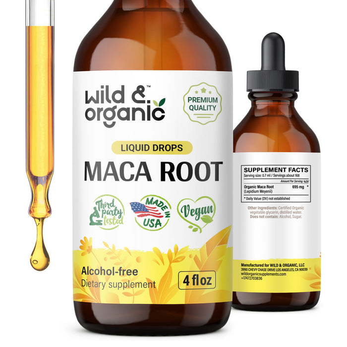 Maca Root Liquid Drops - Organic Maca Root Tincture for Men & Women - Peruvian Maca Root Liquid Extract - Vegan, Alcohol Free Supplement - 4 fl oz