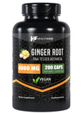 Healthfare Ginger Root Capsules 4000mg | 200 Count | Ultra Strength Supplement | Gluten-Free & Non-GMO