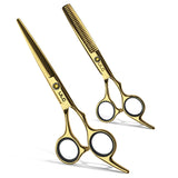 Hair Cutting Scissors Thinning Shears Kit ULG Professional Barber Hairdressing Texturizing Salon Razor Edge Scissor Japanese Stainless Steel 6.5 inch Gold