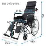 Reclining Wheelchair for Adults, Swing-Away Elevating Leg Rests and Flip-Back Arms, Heavy Duty Bariatric Wheelchair with High Back & Removable Headrest, 18" Seat Width, 350 Lbs