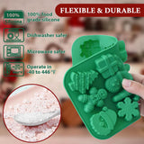 HKNMTT Christmas Silicone Chocolate Molds, 4 PCS Candy Baking Moulds, 3D Snowflake Cane Snowman Xmas Tree Gingerbread Man Santa Claus Gift Box Shape Mold for DIY Handmade Soap Candles Jello