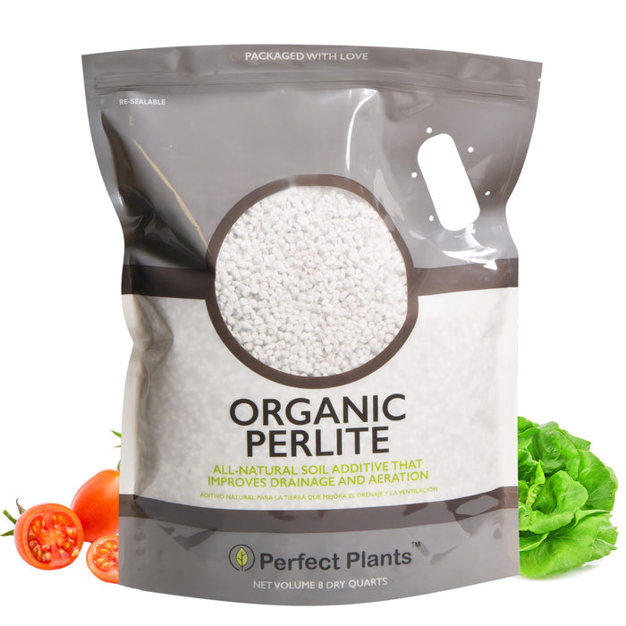 Organic Perlite by Perfect Plants — Add to Soil for Indoor & Outdoor Container Plants for Drainage Management and Enhanced Growth (8qts.)