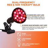 LifePro InfraGlow NIR & Red Light Therapy Lamp - Infrared Red Light Therapy Bulb with 18 LEDs & Clip-On Lamp - at-Home Red Light Therapy for Body, Chronic Pain Relief, Skin Wellness, & Recovery