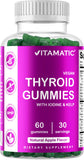 Vitamatic 2 Pack Vegan Thyroid Support Gummies with Iodine & Kelp - 60 Count - Improve Your Energy & Increase Metabolism - Plant Based