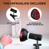 LifePro InfraGlow NIR & Red Light Therapy Lamp - Infrared Red Light Therapy Bulb with 18 LEDs & Clip-On Lamp - at-Home Red Light Therapy for Body, Chronic Pain Relief, Skin Wellness, & Recovery