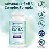 Liposomal GABA Supplements 1000mg with L-Theanine 200mg,High Absorption,Ashwagandha,Chamomile,Tart Cherry Herbal Supplement for Adults,60 Softgels,Non-GMO,Gluten Free