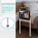 Bed Rails for Elderly Adults Safety with Adjustable Heights Storage Pocket Assist Support Side Railings for Seniors Citizens Slides Under Mattressbed Cane Bed Handles Bars (Light Grey Handle)