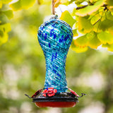 Muse Garden Gifts for Women Hummingbird Feeder Glass, 20oz Hummingbird Feeders for Outdoors Hanging Ant and Bee Proof, Mom Grandma Birthday Christmas Unique Gifts, Hand Blown Garden Decor, Blue