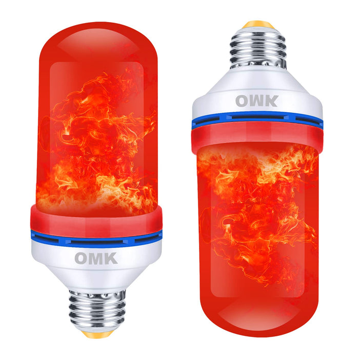 OMK - Christmas Decor LED Flame Effect Light Bulbs - Newest Upgraded 4 Modes Fire Simulated Lamps - Holiday/Christmas Gifts/Party/Indoor/Outdoor Decoration Lights(Red 2)