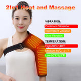WOOLALA Heated Shoulder Brace with Massager Portable Electric Heating Pad for Shoulder Pain and Upper Arm Muscle Massage Heated Wrap for Shoulder Left