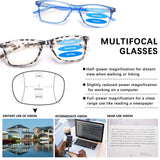 Sumkyle 3 Pack Progressive Multifocus Reading Glasses for Men Women Blue Light Blocking Spring Hinges Computer Readers (3 Mix C4,1.75)