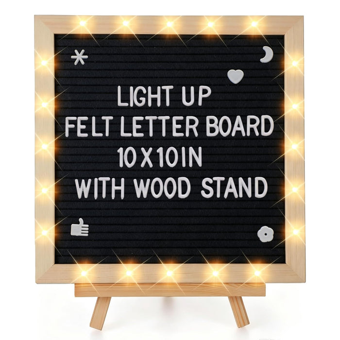 10"×10" Felt Letter Board with LED Lights & Stand for Halloween Party Decor
