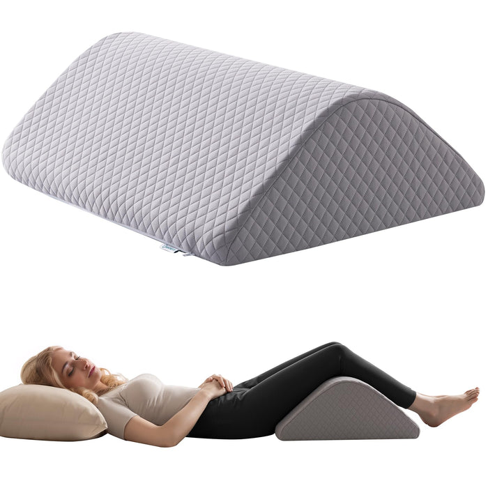 Knee Wedge Pillow 8'' for Post-Surgery Recovery - Leg Elevation Support for Sleep Position, Alleviating Lower Back & Hip Pain Enhancing Circulation in Ankles Legs Triangle Pillow with Removable Cover