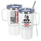 Icesip 20 oz Trump 2024 Mug Coffee with Lid and Handle, Donald Trump Merchandise, 20oz Stainless Steel Tumbler Travel Coffee Cup, Vacuum Insulated Mug for Hot and Cold Drinks, White 1 Pack