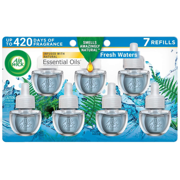 Air Wick Plug in Scented Oil Refill, 7 Ct, Fresh Waters, Air Freshener, Essential Oils