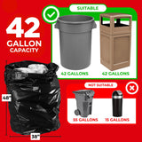 ToughBag 42 Gallon Trash Bags, 3 Mil Contractor Garbage Bags (50 COUNT) Heavy Duty Large Trash Can Liners, Black Garbage Bags, 38 x 48" - Construction Bags, Lawn, Industrial, Leaf - Made in USA