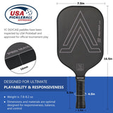 YC DGYCASI 16mm Pickleball Paddles Professional, 2023 USAPA Approved, Carbon Fiber Surface (CFS), Polypropylene Lightweight Honeycomb Core, with Cover Case Black